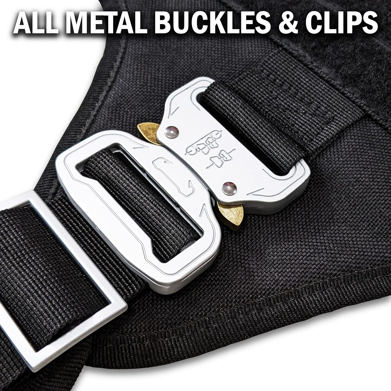 Pets Promax Heavy Duty Tactical Dog Harness with All Metal Buckles | No-Pull K9 Vest with MOLLE System & Handle for Medium Dogs | Waterproof & Durable for Training, Hiking, and Service. Black (M)