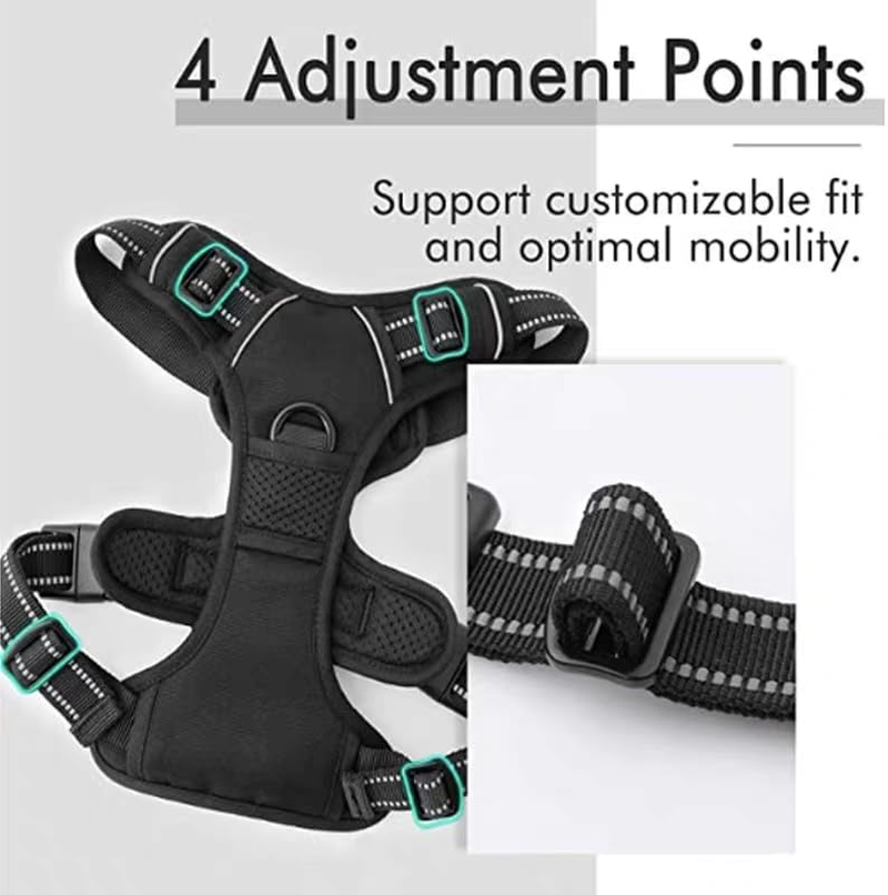 YAKESD No Pull Dog Harness, Adjustable Vest Harnesses for Hassle-Free Walking, Easy Control Reflective Puppy Vest for Small Medium Large Dogs（Blue，L） image number 4