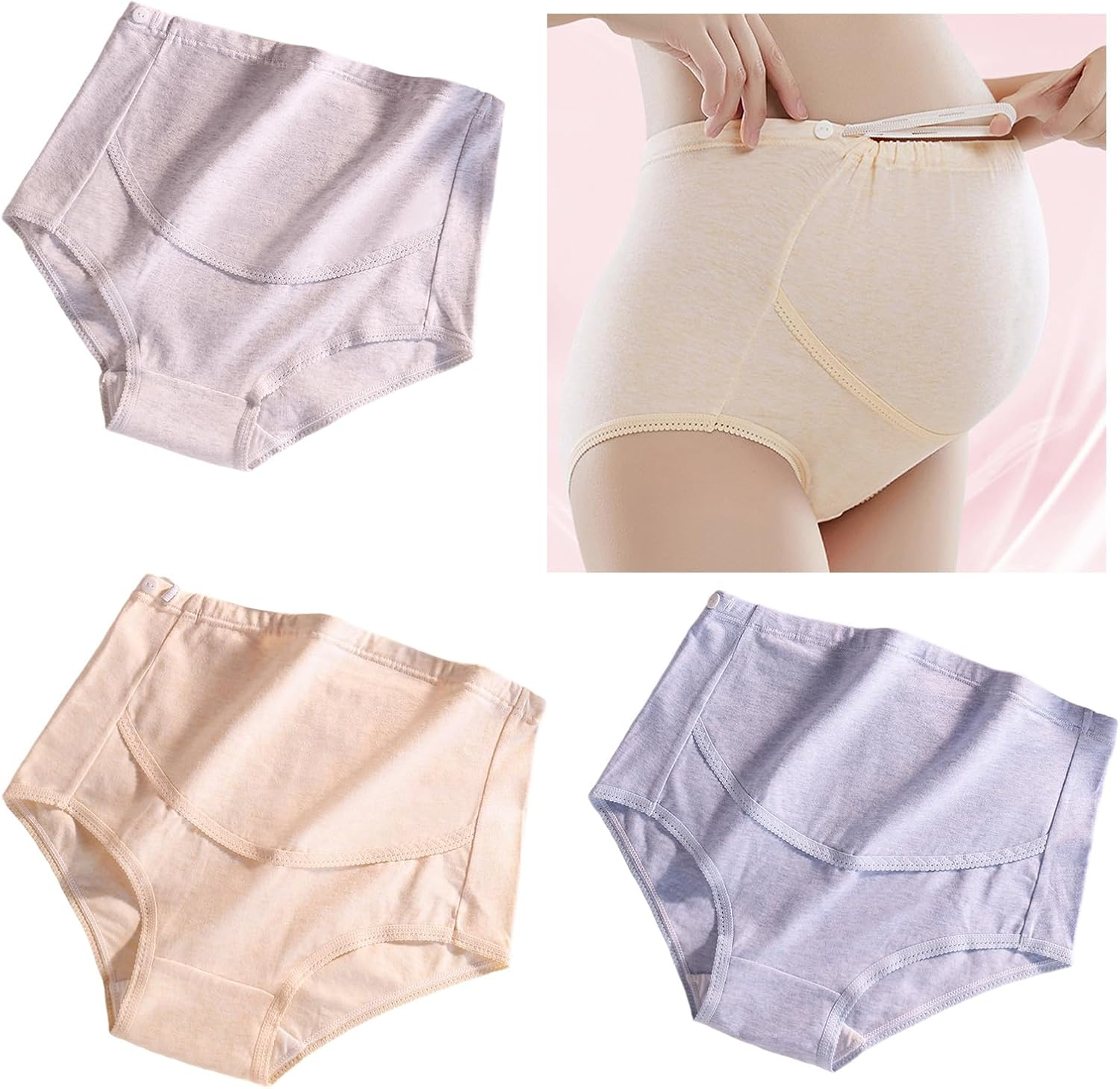 Breathable Cotton Pregnancy Panties Seamless Design Adjustable Elastic Comfort Waistband for Expecting Mothers Adjustable Belly image number 6