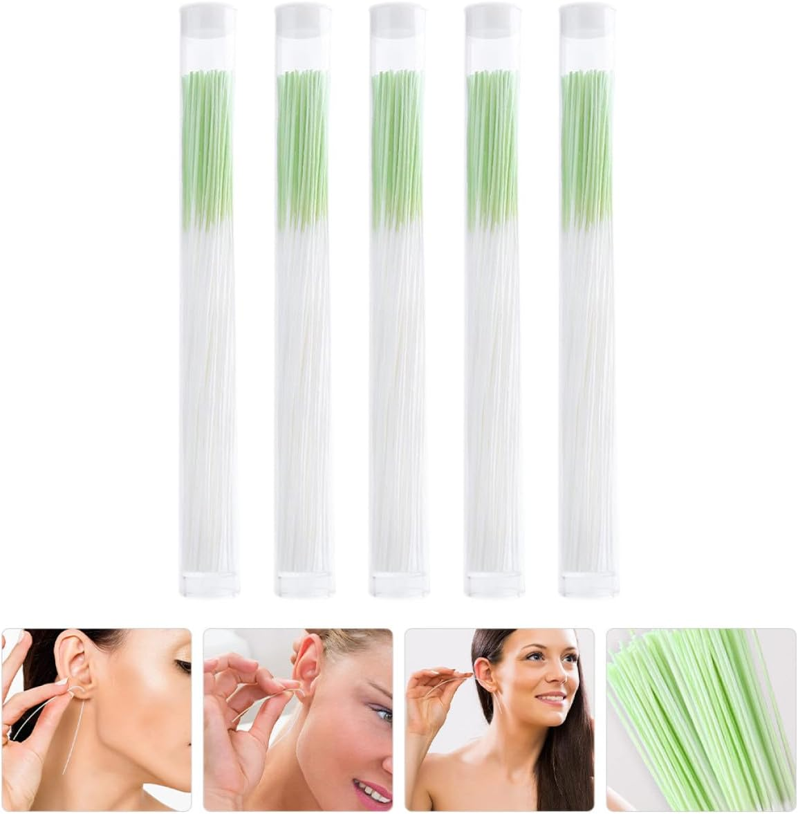 NULYLU 350Pcs Ear Piercing Cleaning Floss Set with 70 Reinforced Green Tubes Disposable Ear Hole Washing Lines for Piercing Aftercare and Daily image number 5