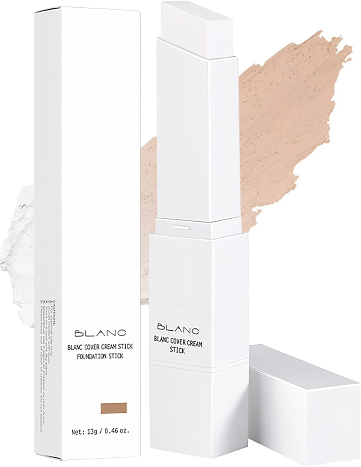 Blanc Cover Cream Stick V White - Korean Color Changing Foundation Stick with Brush Head,Double-Head Design,Medium to Full Buildable Coverage,Moisturizing & Waterproof for All Skin Types(#4 MEDIUM)
