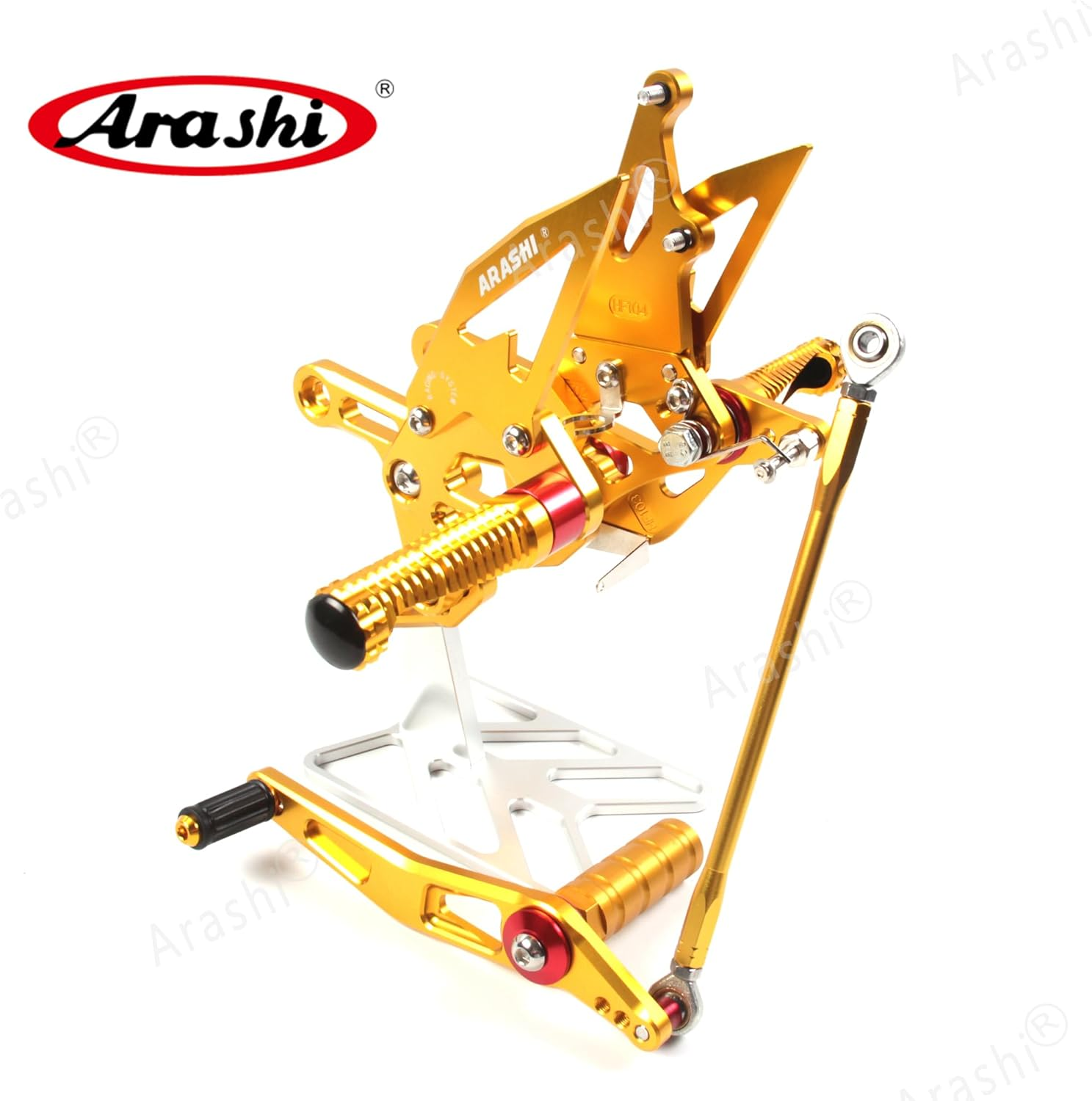 Arashi Version 2.0 Adjustable Rearsets for Yamaha YZF R1 2009-2014, Gold image number 3