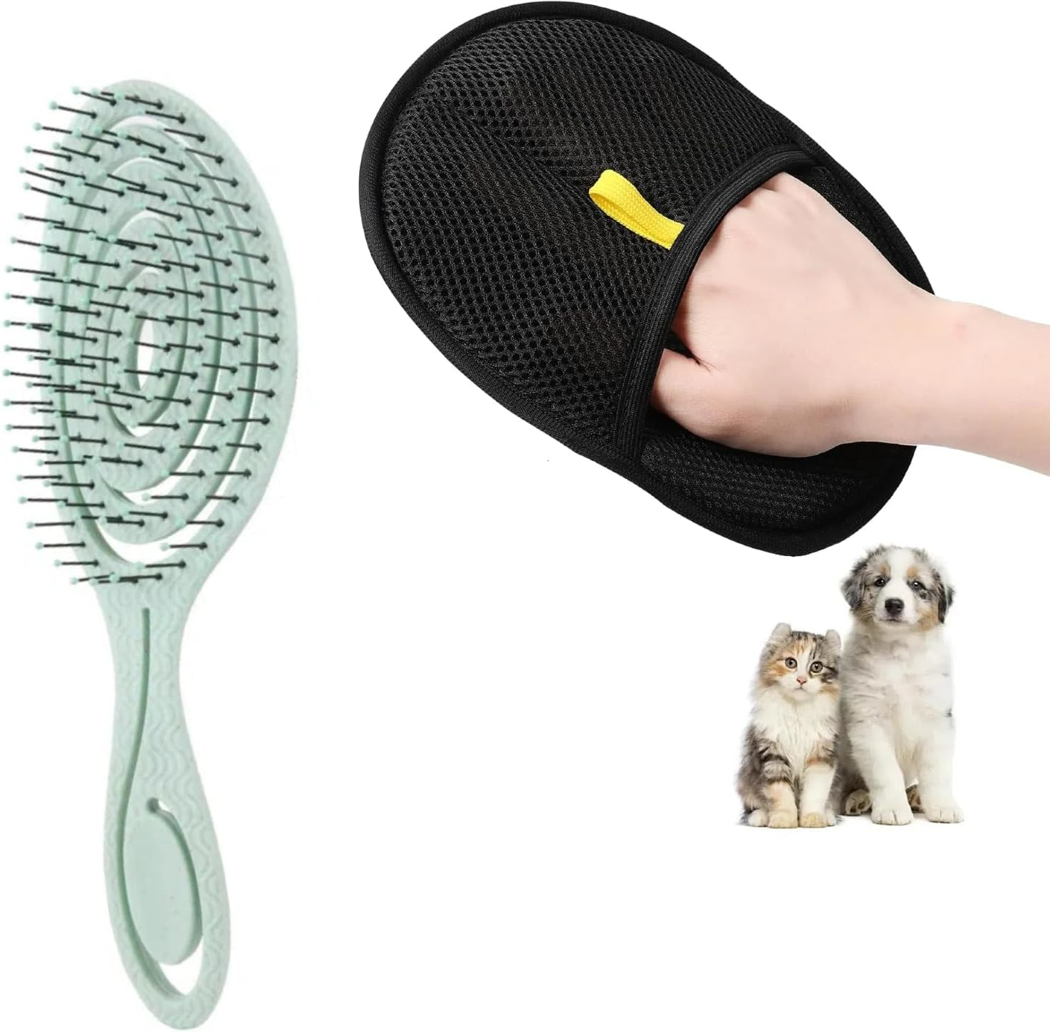 MILIOG Double-Sided Grooming Glove & Detangling Brush for Dogs & Cats | Textured Pet Hair Remover Mitts for Shedding, Bathing, and Washing &ndash; Reusable, Eco-Friendly (2PCS) image number 4