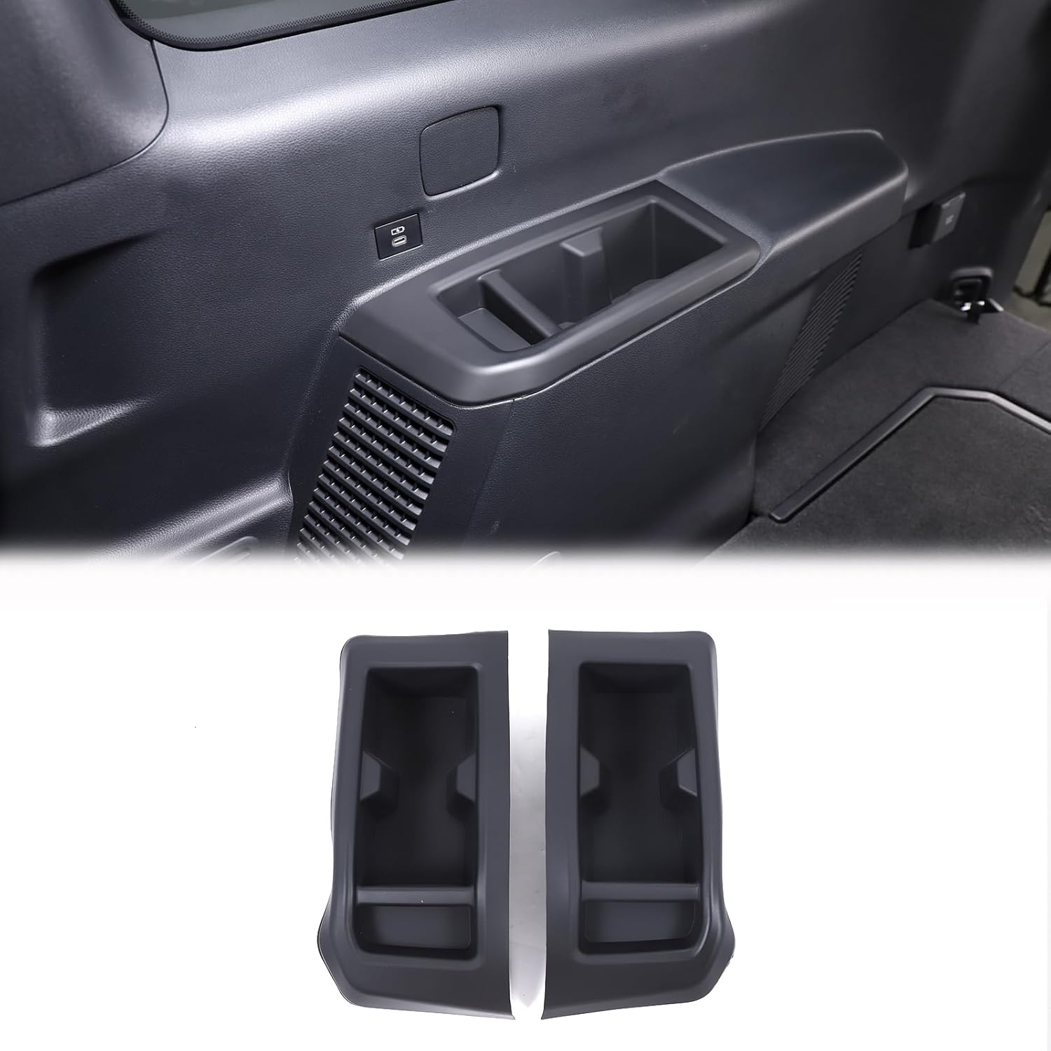 Car Third Row Cup Holder Compatible with Toyota Land Cruiser 250 Prado J250 LC250 2024 2025 Accessories, Third Row Door Armrest Drink Water Cup Holder Insert, (Low Version) image number 1