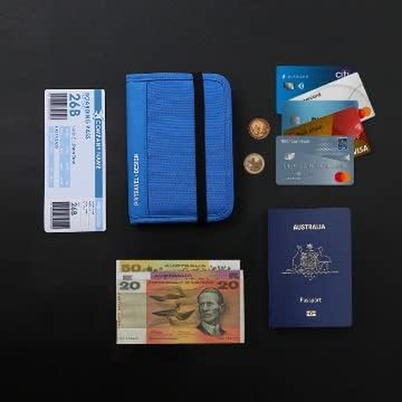 Paton Travel Australia Passport Holder &ndash; Waterproof RFID Blocking Passport Wallet for 2 Passports, Cards, Money & Documents &ndash; Vibrant Blue, Compact with Adjustable Strap image number 3