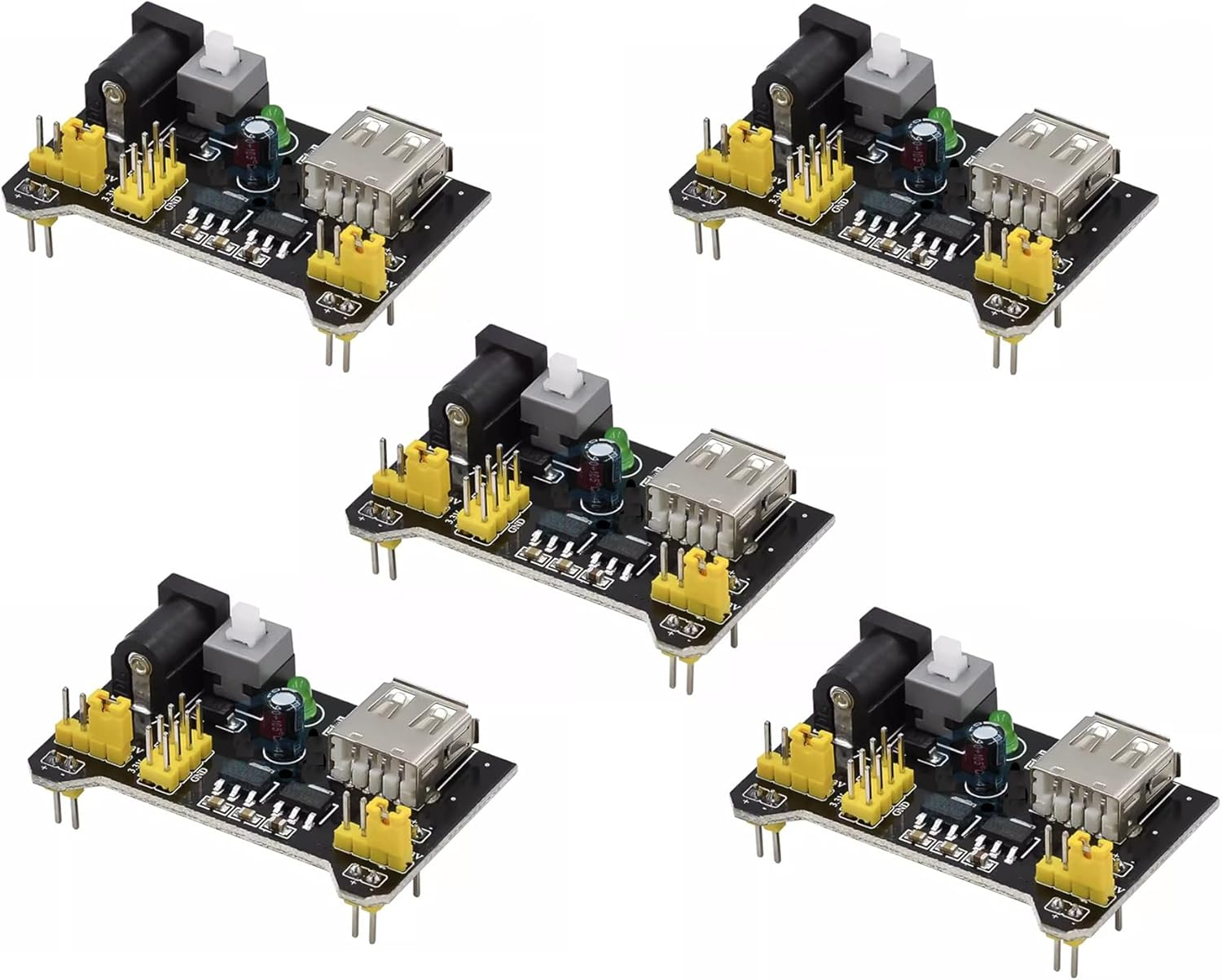DIGISHUO 5Pcs 3.3V 5V MB102 Breadboard Power Supply Module DC 6.5-12V USB | for Arduino Solderless Bread Board Project image number 4
