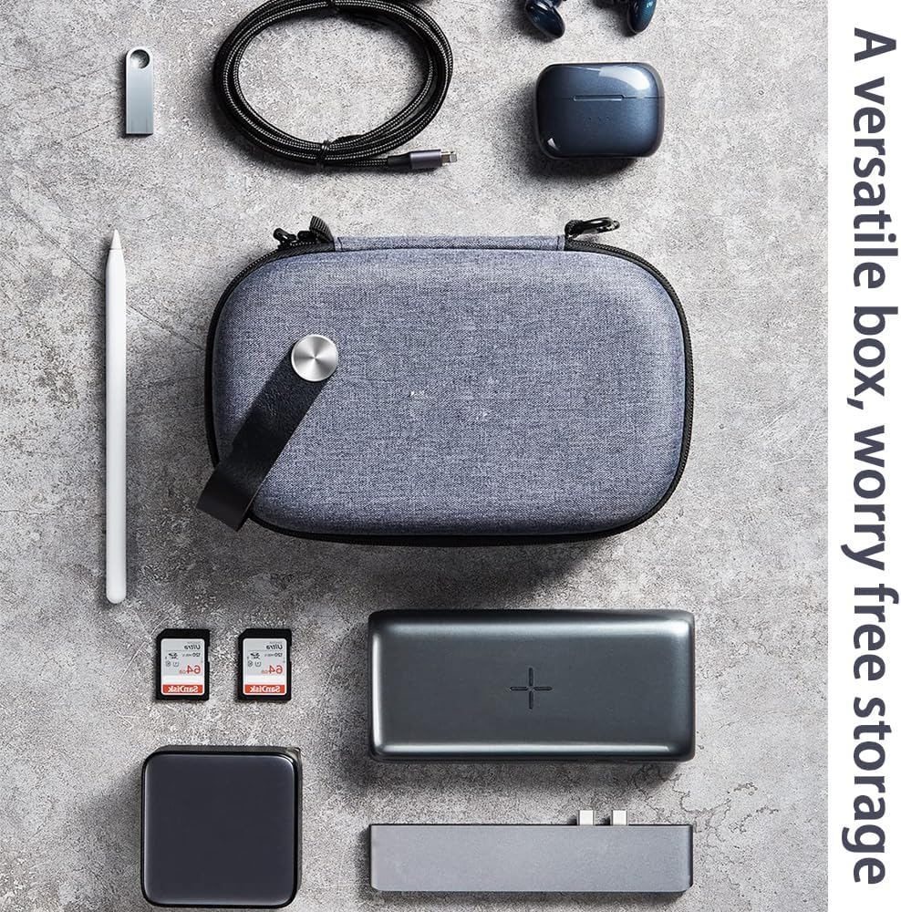 Travel Accessories Bag, Portable Cable Organizer for Electronics, Hard Case Tech Pouch for Cables, Charger, Adapter, Power Bank, Hard Drive - Shockproof & Waterproof, Grey image number 5