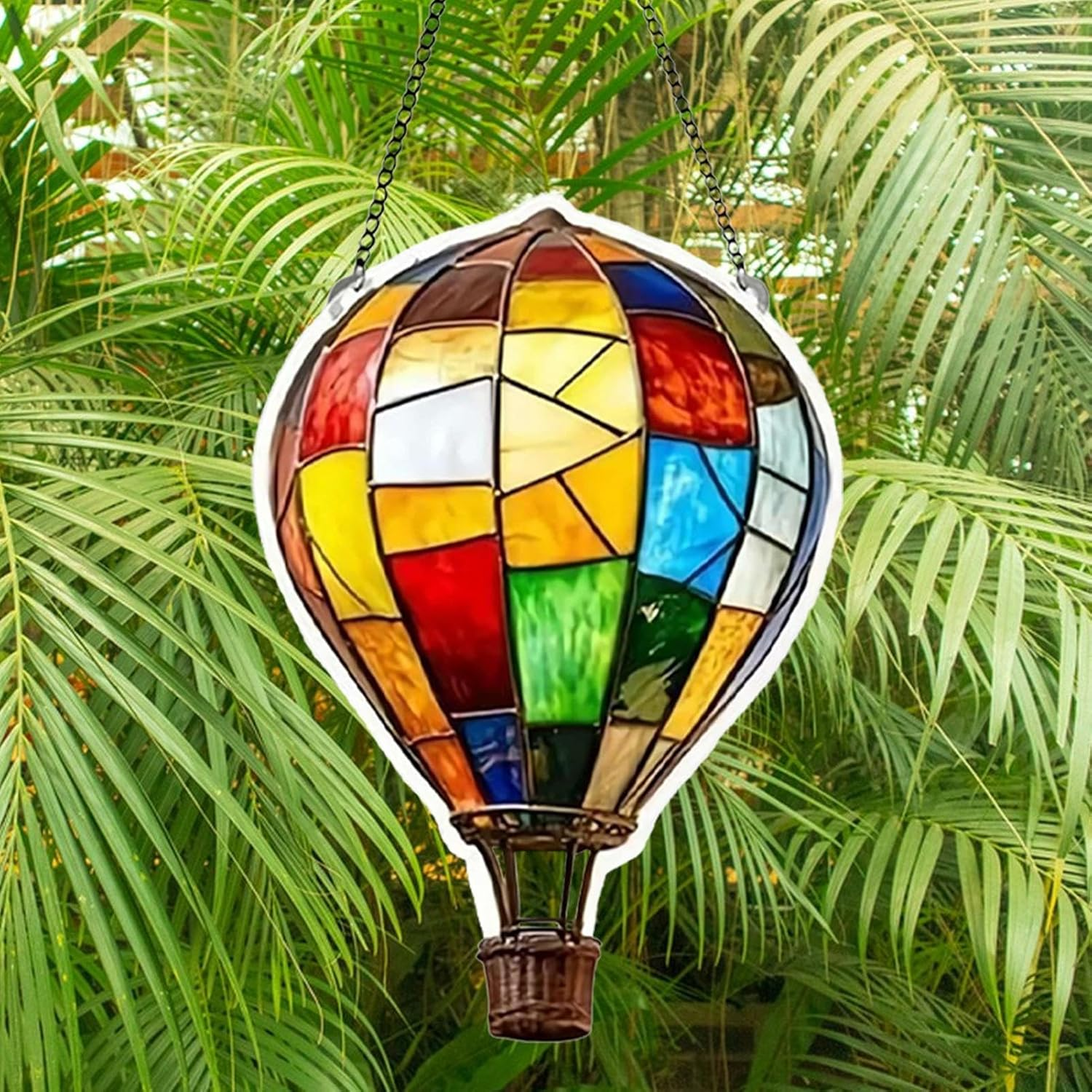 Uoqpty Solar Hot Air Balloon Lantern with Flame - Flickering Flame Garden Light - Hangable Hot Air Balloon Lantern for Christmas Birthday Halloween Patio Yard Garden