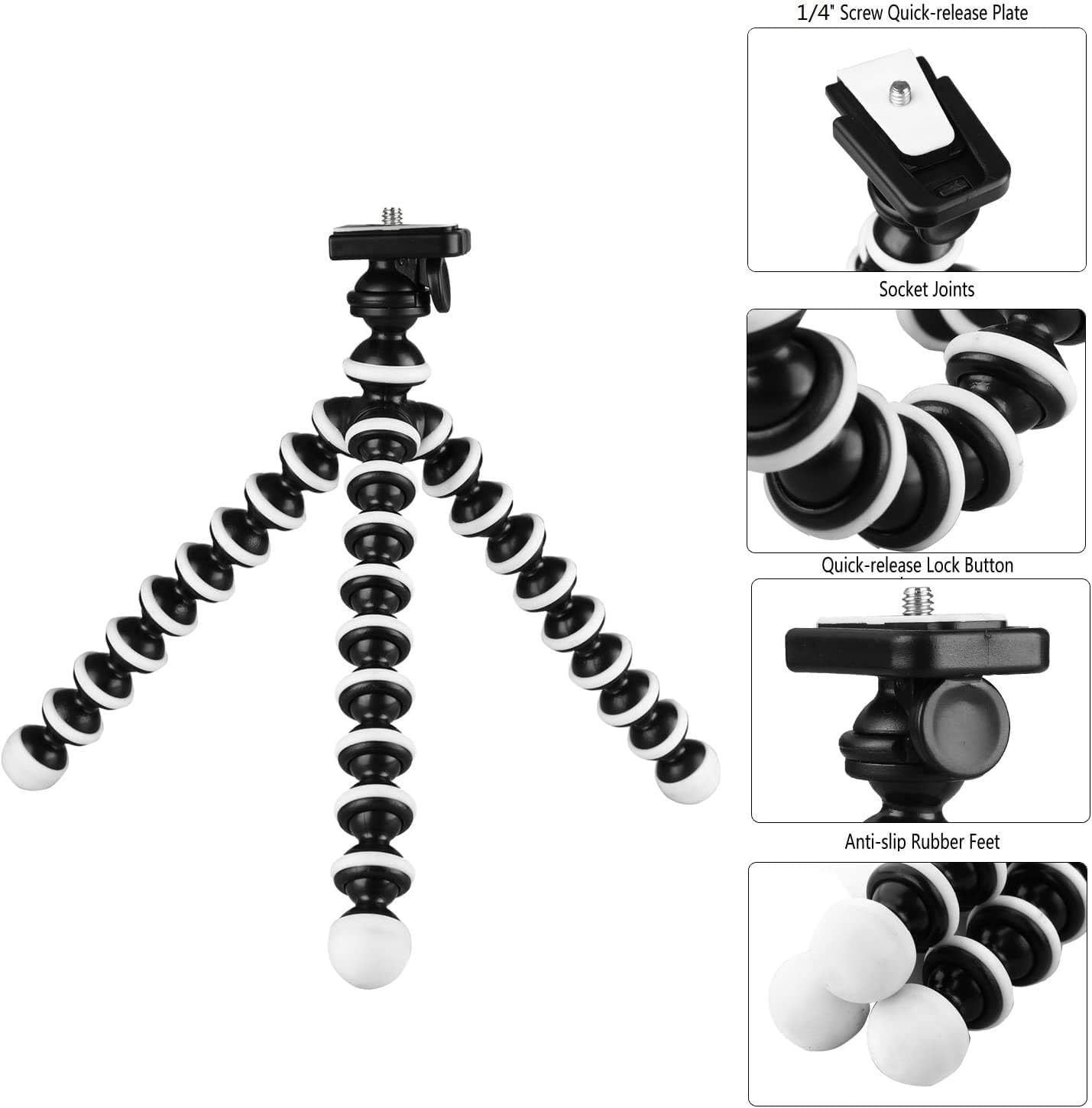 Octopus Flexible Robust Gorilla Tripod for Gopro, Action Cams, Camera, Phone, Iphone. Landscape/Portrait Modes image number 2