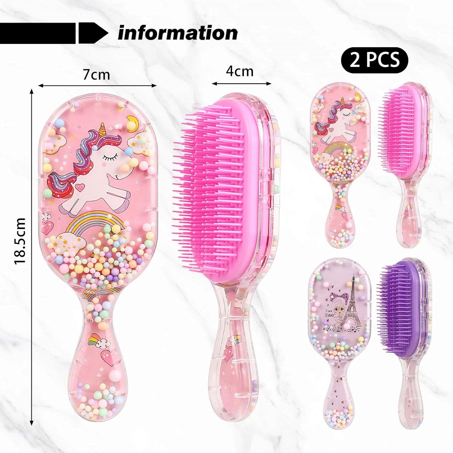 2 Pieces Cartoon Air Cushion Comb, Girl Hair Comb, Cute Cartoon Comb, Massage Comb, Hair Styling Tools image number 2