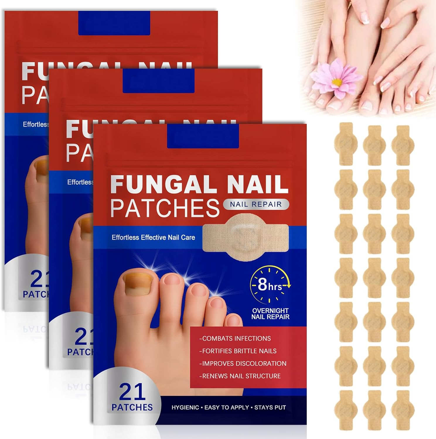 3 Packs of Toenail Treatment, Nail Digging Repair Patches, Split Nail Repair Strengthening Nails, Nail Digging Repair Plasters for Damaged Nails and the Appearance of Discoloured Nails image number 3