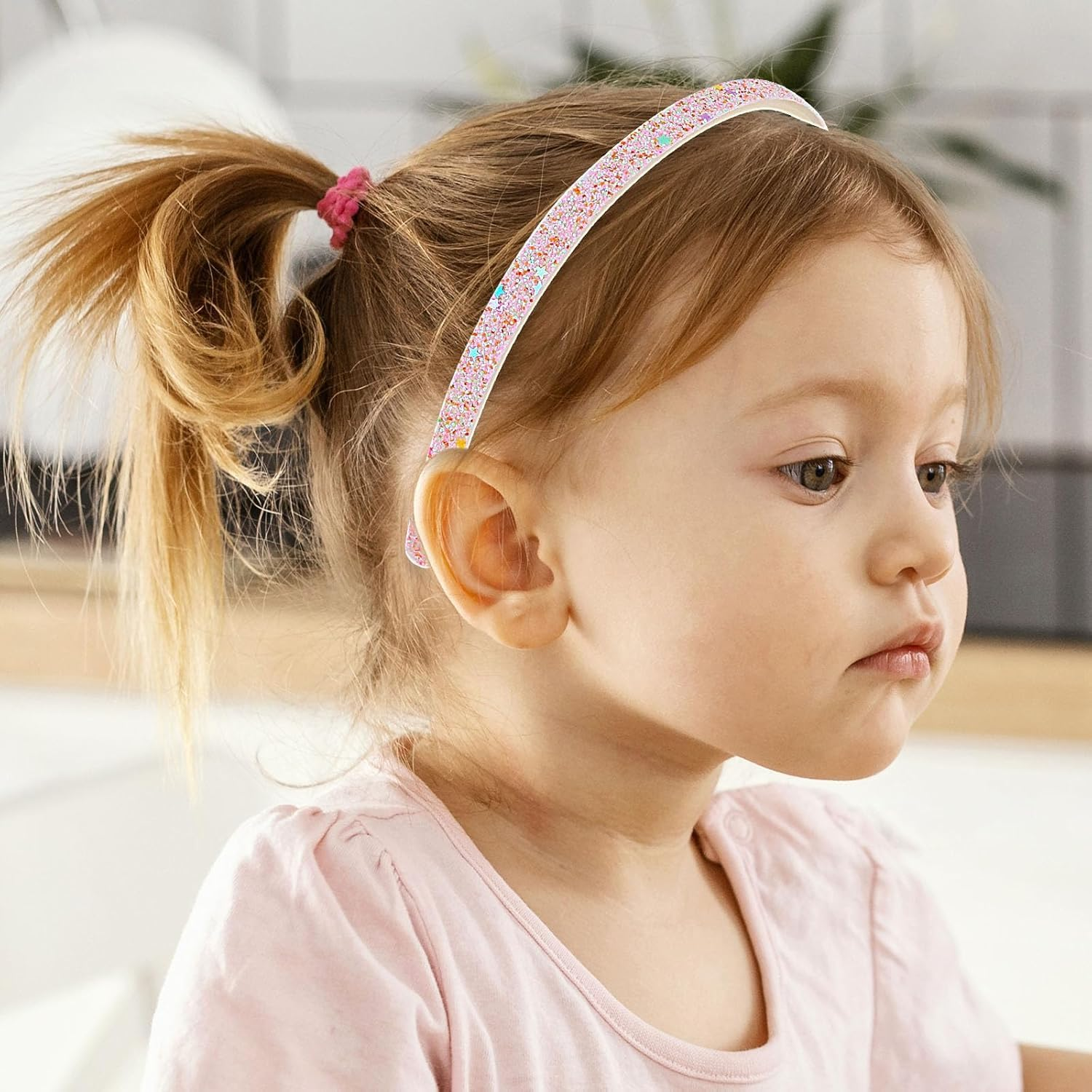 Glitter Headband, 4Pcs Plastic Sparkly Cute Non Slip Chunky Hairbands, Thick Bling Rainbow Hair Bands with Teeth, Hair Accessories (Multiple Colors, One Size) image number 5