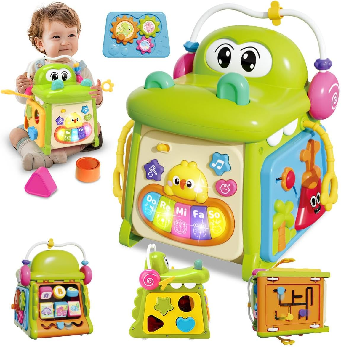 8 in 1 Baby Activity Cube,Montessori Toys for Toddler 1 2 3 Year Old ，Educational Learning Fine Motor Musical Toy for Baby Toddler Kid, First Birthday Toy Boys & Girls Age 2 3 4+ image number 1
