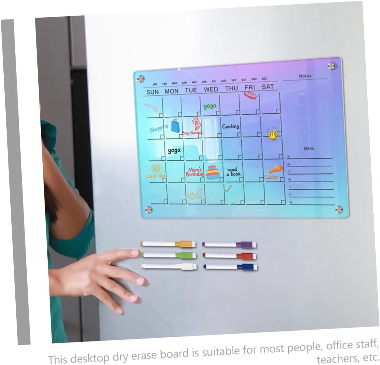 STOBOK Sturdy Acrylic Magnetic Fridge Calendar Dry Erase Board Wall Fridge Accessory image number 4