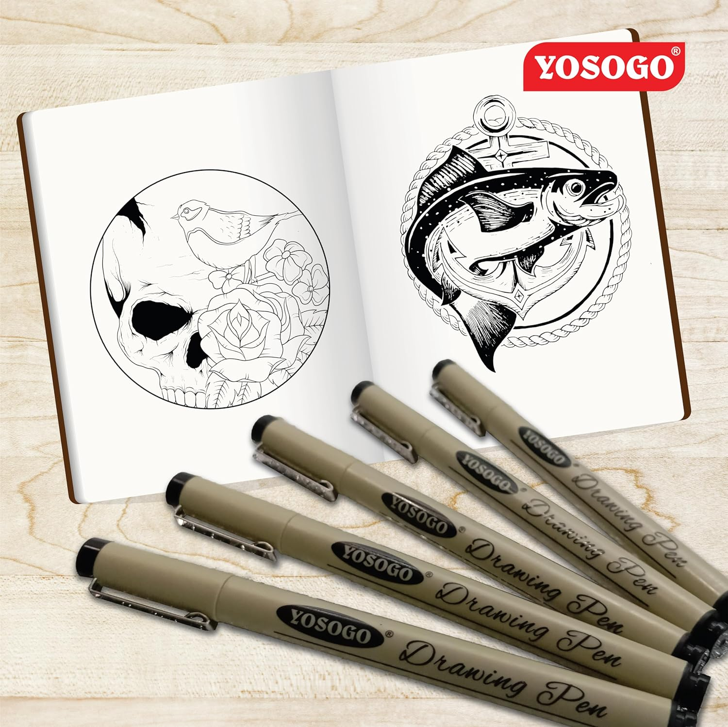YOSOGO Professional Drawing Pen Set &ndash; Assorted Fine Liner Sets (4, 8 & 12 Pens) for Sketching, Journaling & Technical Drawing