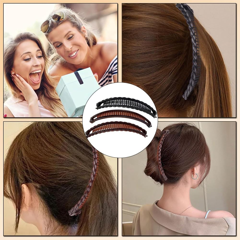 Set of 3 Banana Clips Hair Non-Slip Banana Clip Vintage for Thick Thin Hair Robust Hair Clips Women with Extra Hold Lightweight Hair Accessories for Women Girls image number 3