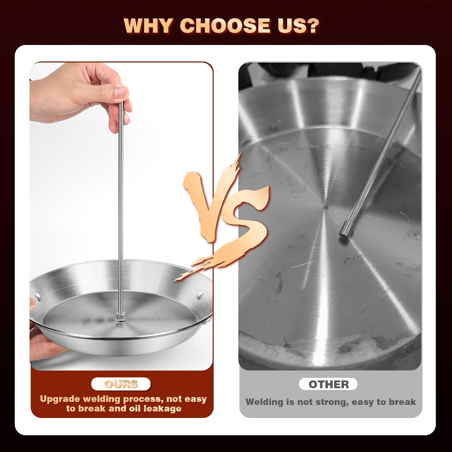 10" Al Pastor Skewer for Grill, Gyro Pan with Skewer, BBQ Vertical Skewer Pan, Stand Rack for Tacos, Shawarma, Kebabs, Gyros, with 3 Removable (9/10/12) Barbecue Spikes, 2 Oil Brushes & Barbecue Tongs image number 5