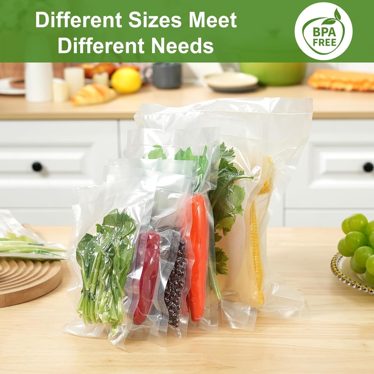 150 PCS Preservation Bags, Textured Food Storage, Meal Prep or Sous Vide Seal a Meal, Acuum Freezer Storage Bag Thick Embossed Upgrade Seal Precut image number 1