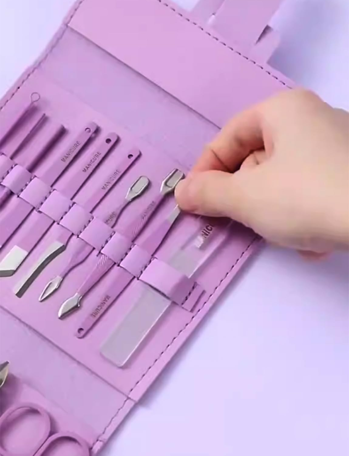 Betterlifewj Violet Manicure Set Professional Nail Clippers Pedicure Kit, 16 Pcs Stainless Steel Nail Care Tools， Grooming Kit with Luxurious Travel Leather Case image number 2
