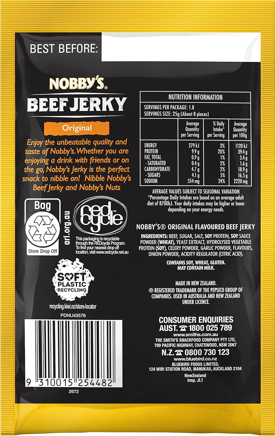 Nobby'S Original Beef Jerky 45G