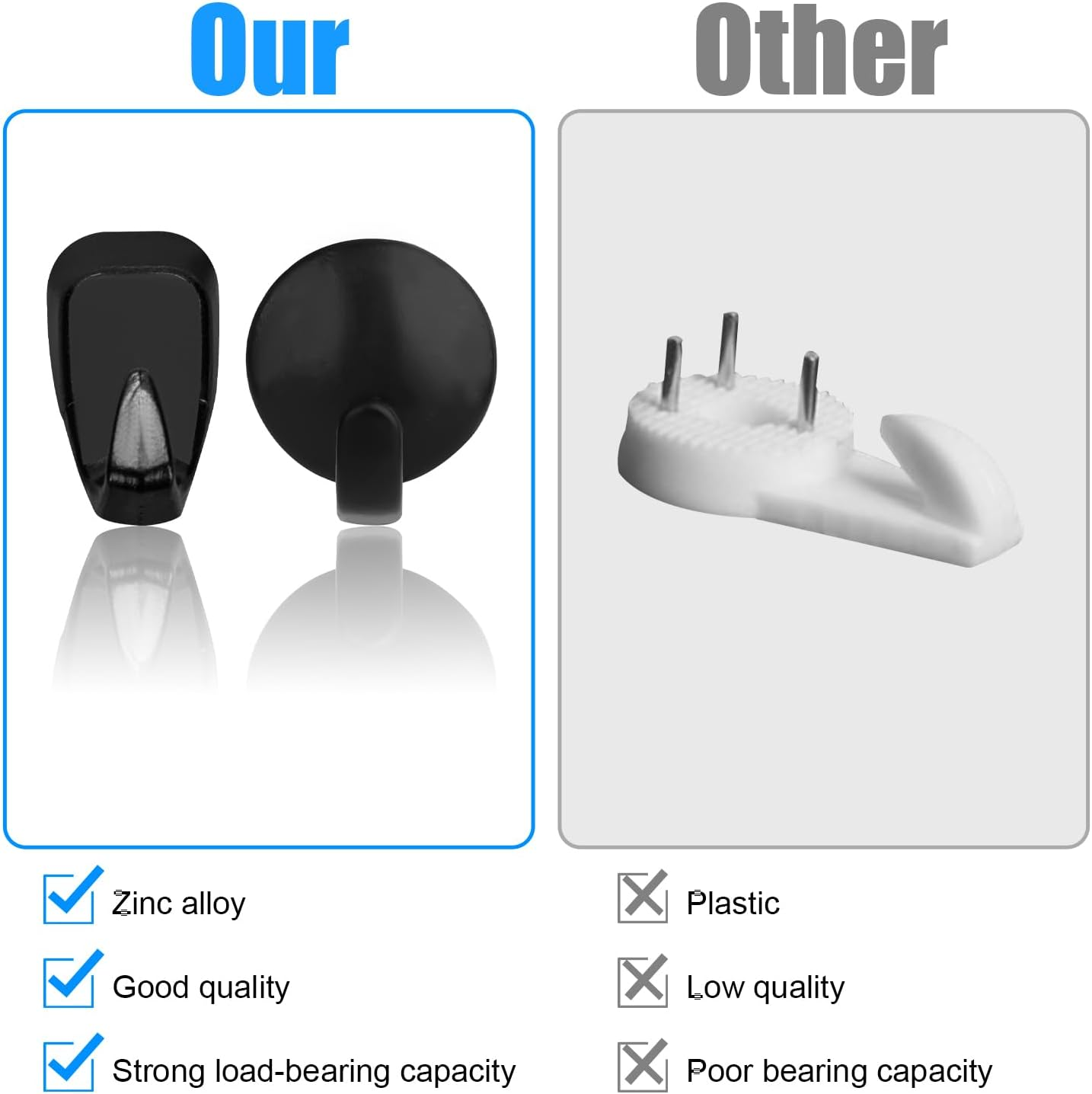 NQEUEPN 20Pcs Cubicle Hooks, Metal Cubicle Clips for Fabric Small Walls Push Pin Hooks Picture Hanger Nails Push Pin Hangers for Office Home Kitchen Cork Board Cubicle Supplies (Black) image number 3