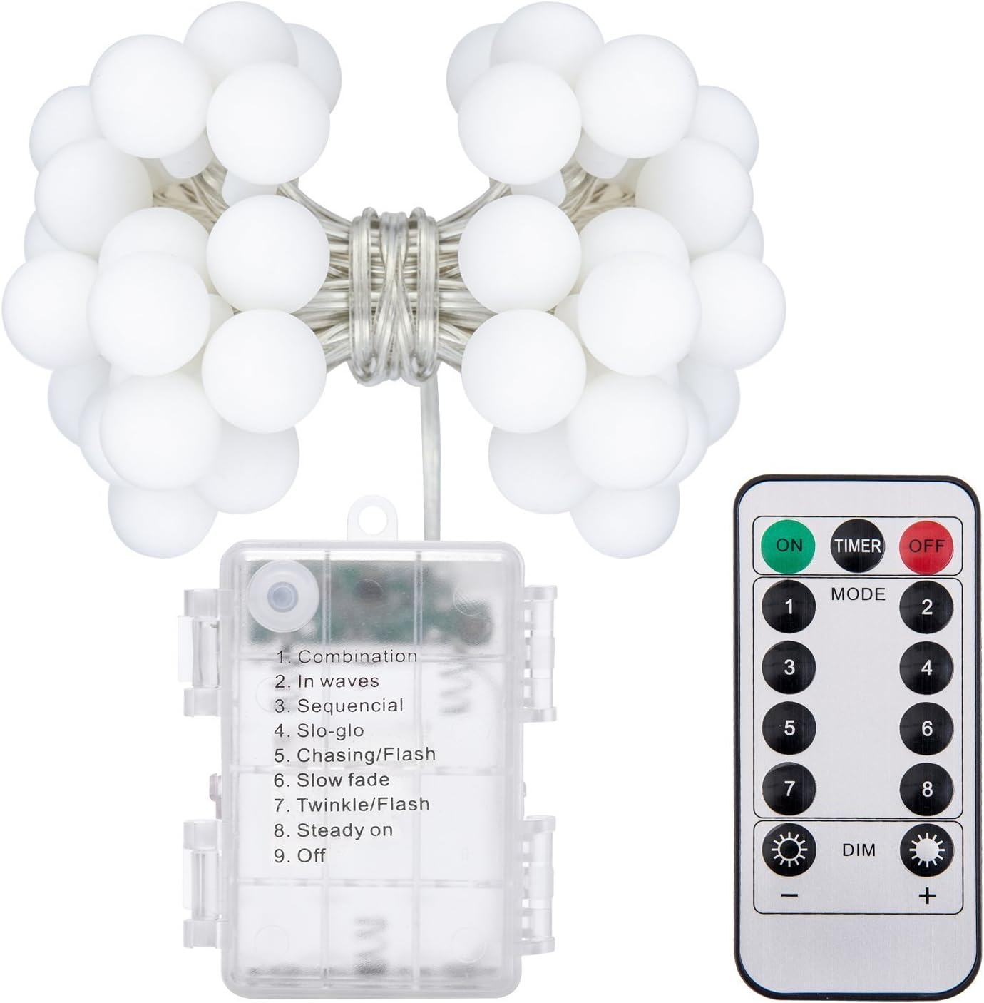 Bluefire Globe String Lights, 50 LED Globe Fairy Lights for Bedroom, 8 Mode Fairy String Lights Battery Operated for Wedding Party Birthday Christmas Gardens Decoration(Multicolor) image number 6