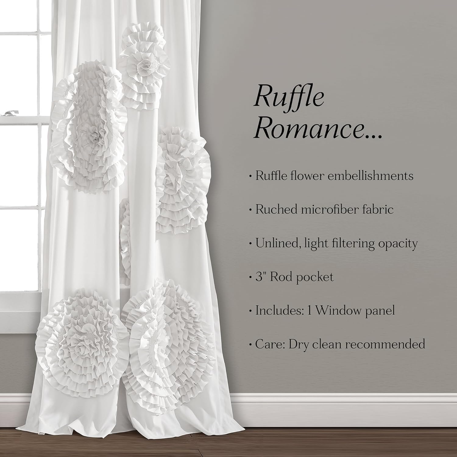 Lush Decor Serena Window Curtain Panel, 84 X 54, White image number 2