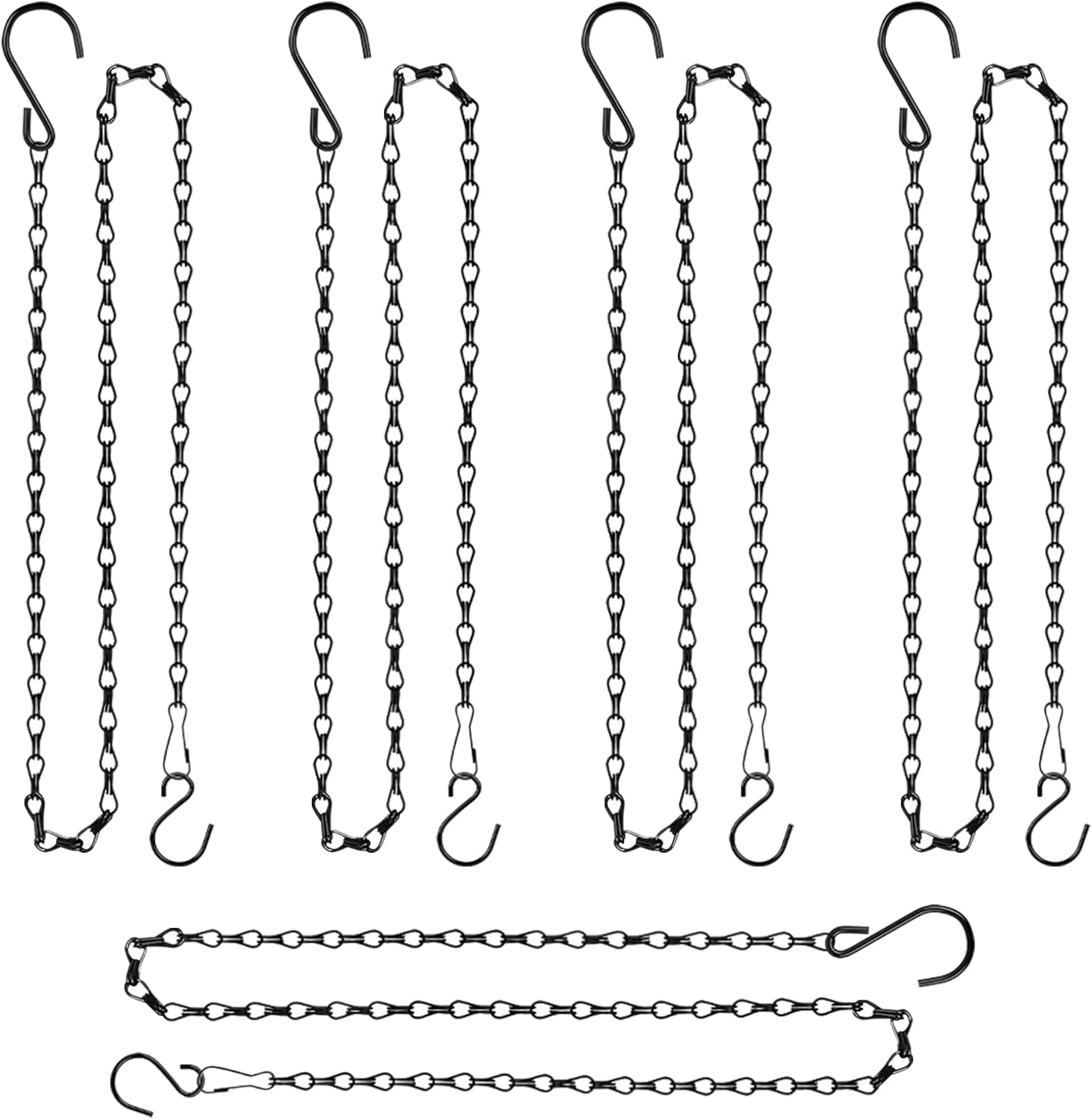 Chain for Hanging Plants, 10 Inch Black Plant Chains for Hanging Planter Baskets Kits with Hooks for Bird Feeder Wind Chime, Small Chains Perfect for Indoor Outdoor Decor (10 PCS) - 10 Inch, Black-5Pcs