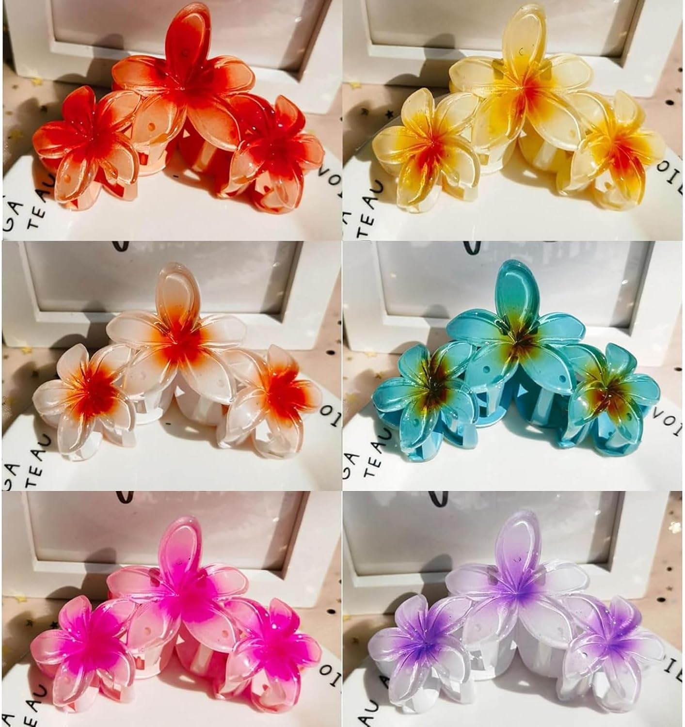 Exsbtay Pack of 6 Flower Hair Clips, Hawaii Hair Clip for Women, Flower Hair Clip, Large Claw Clips for Thick Hair, for Washing Face, Makeup, Cooking, Bathing, Party, Travel, Work image number 6