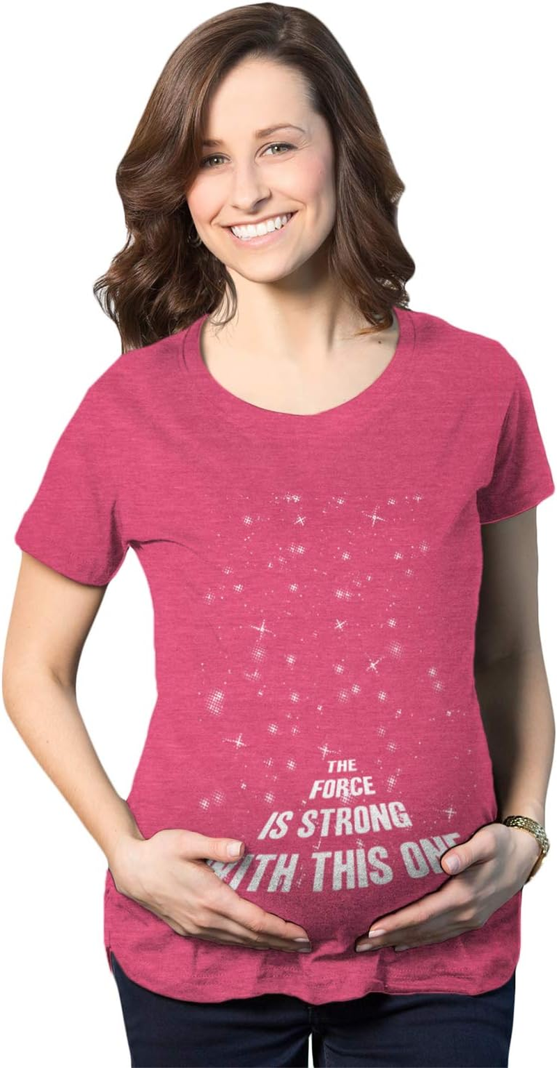 Crazy Dog T-Shirts Maternity Force Is Strong Funny Pregnancy T Shirt Graphic for Expecting Mothers
