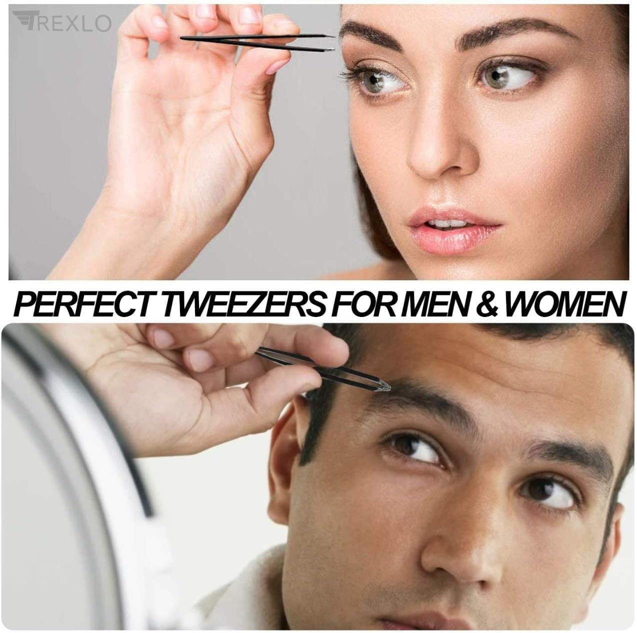 Eyebrow Tweezers Set, 4 Pack Stainless Steel Tweezers for Eyebrows, Precision Tweezers for Ingrown Hair, Eyebrows Plucking, Daily Beauty Tool for Men and Women(Color:Black) image number 1