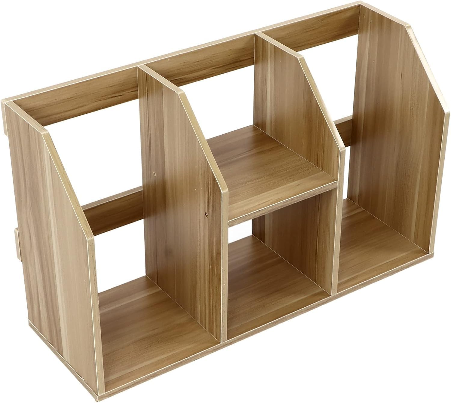 Hbluefat Desktop Bookcase/Bookshelf, Wood Desk Storage Organizer,Tabletop Multifunctional Storage Shelf for Home Office (Black) - White image number 6