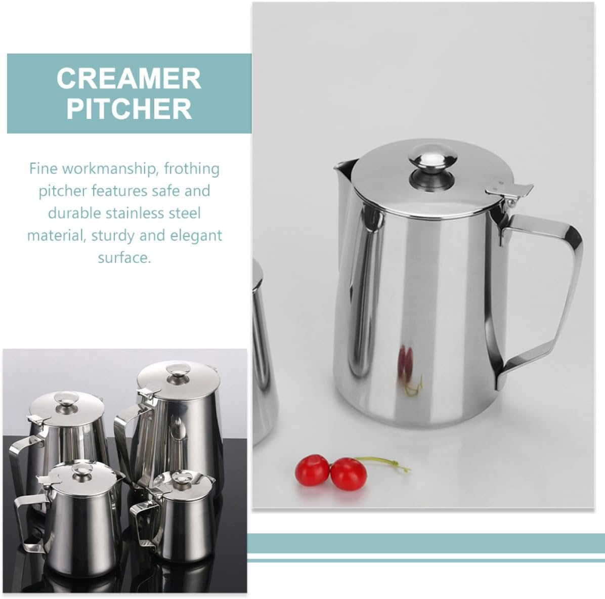 BESPORTBLE 1L Stainless Steel Milk Frothing Pitcher Latte Cup with Scale, Metal Espresso Milk Steamer Jug for Induction Cooker Coffee and Tea Brewing image number 5