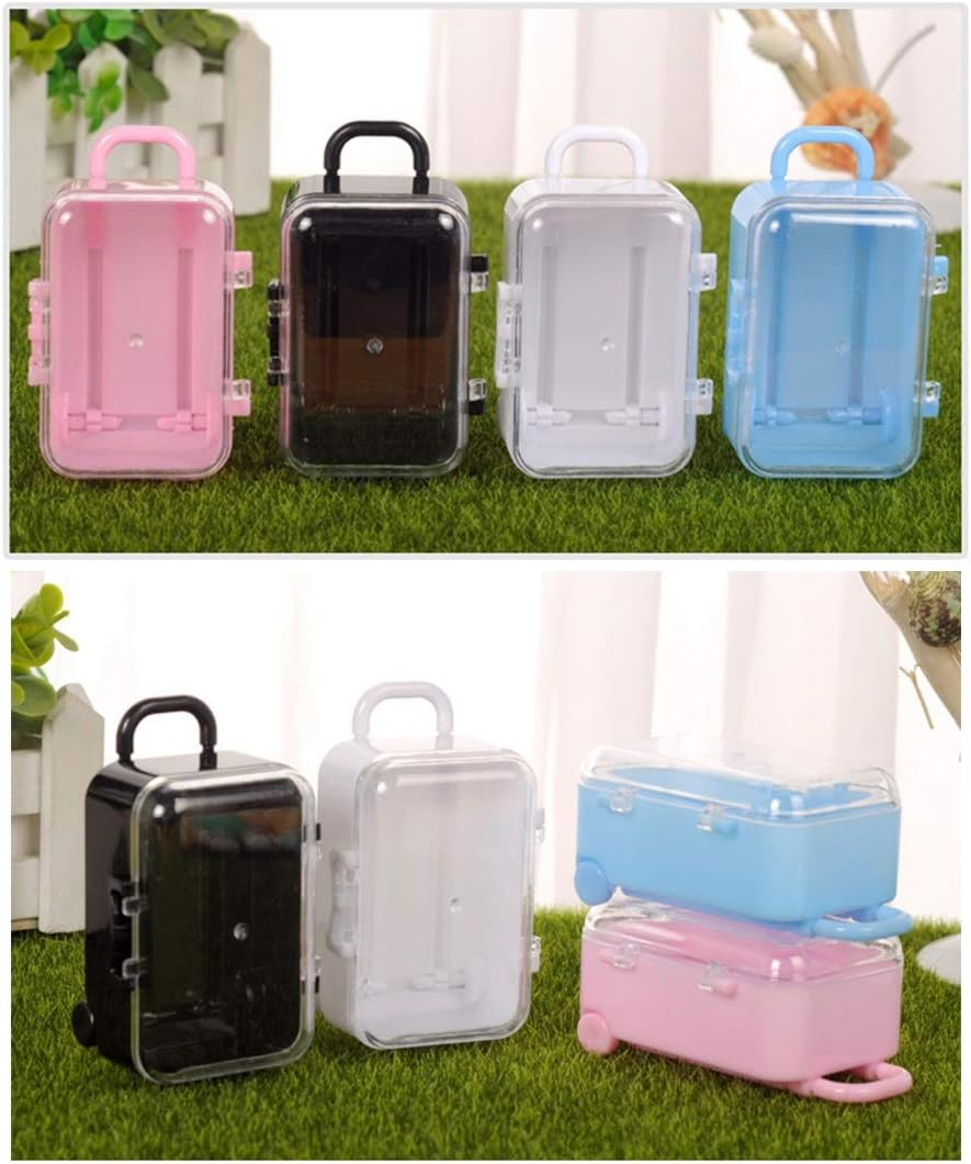 Voniecop White Mini Roller Travel Suitcase Candy Box Personality Wedding Candy Box Luggage Trolley Case Candy Toy Small Storage Box image number 1