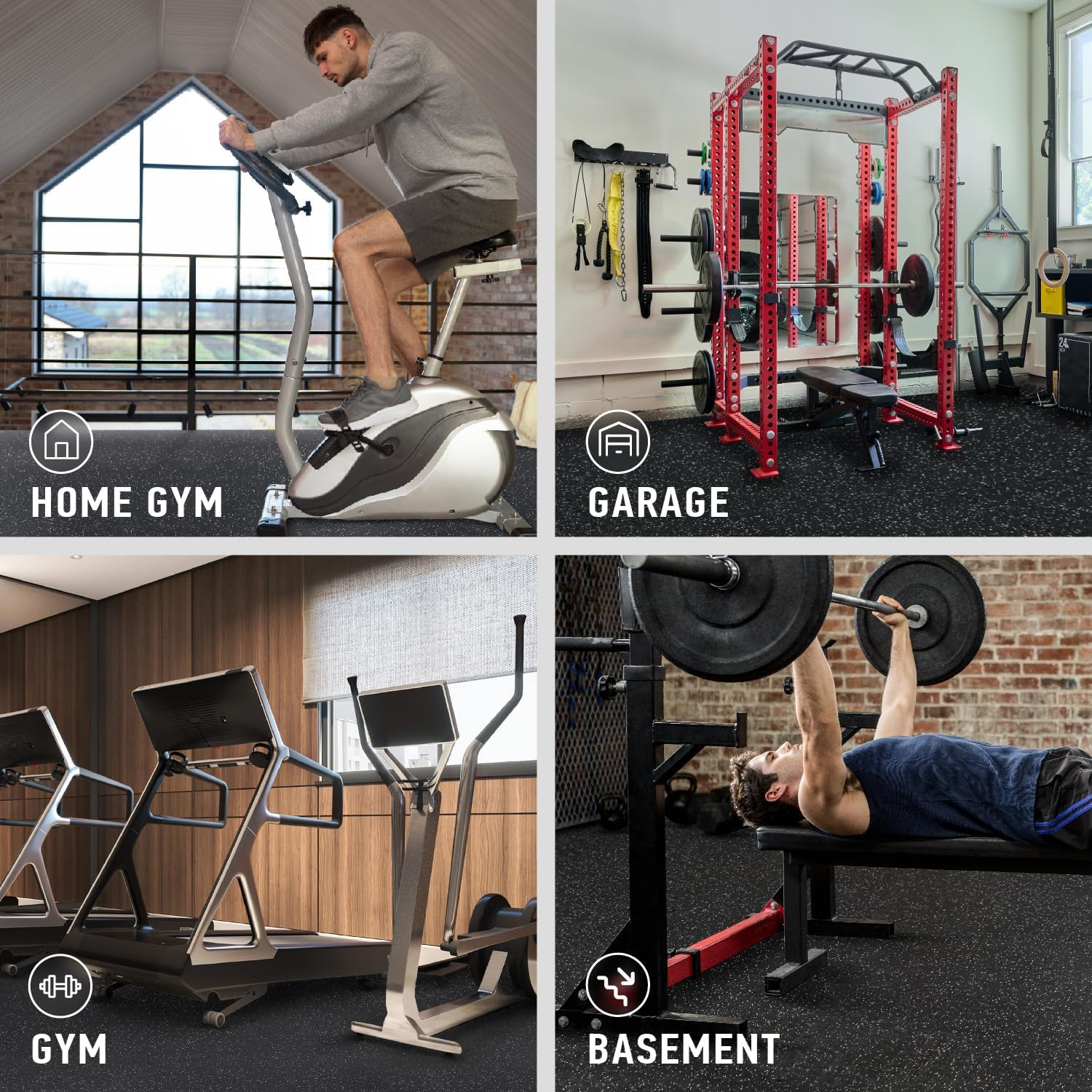 AIRHOP 0.56 Inch Thick Upgraded Exercise Equipment Mats, 6 Tiles Rubber Top with High Density EVA Foam, Large Interlocking Puzzle Floor Protection Mat for Home Gym, Heavy Weight Workout, 24 X 24In image number 4