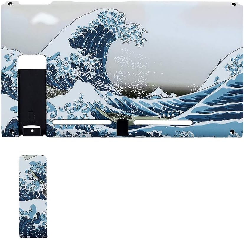 Extremerate Soft Touch Grip the Great Wave Console Back Plate DIY Replacement Housing Shell Case for Nintendo Switch Console with Kickstand - Joycon Shell NOT Included image number 4