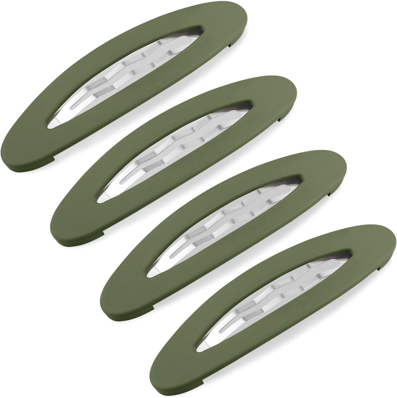 4PCS Large Snap Hair Clips Green Matte Hair Barrettes for Girls Women Hair Accessories (9CM) image number 4