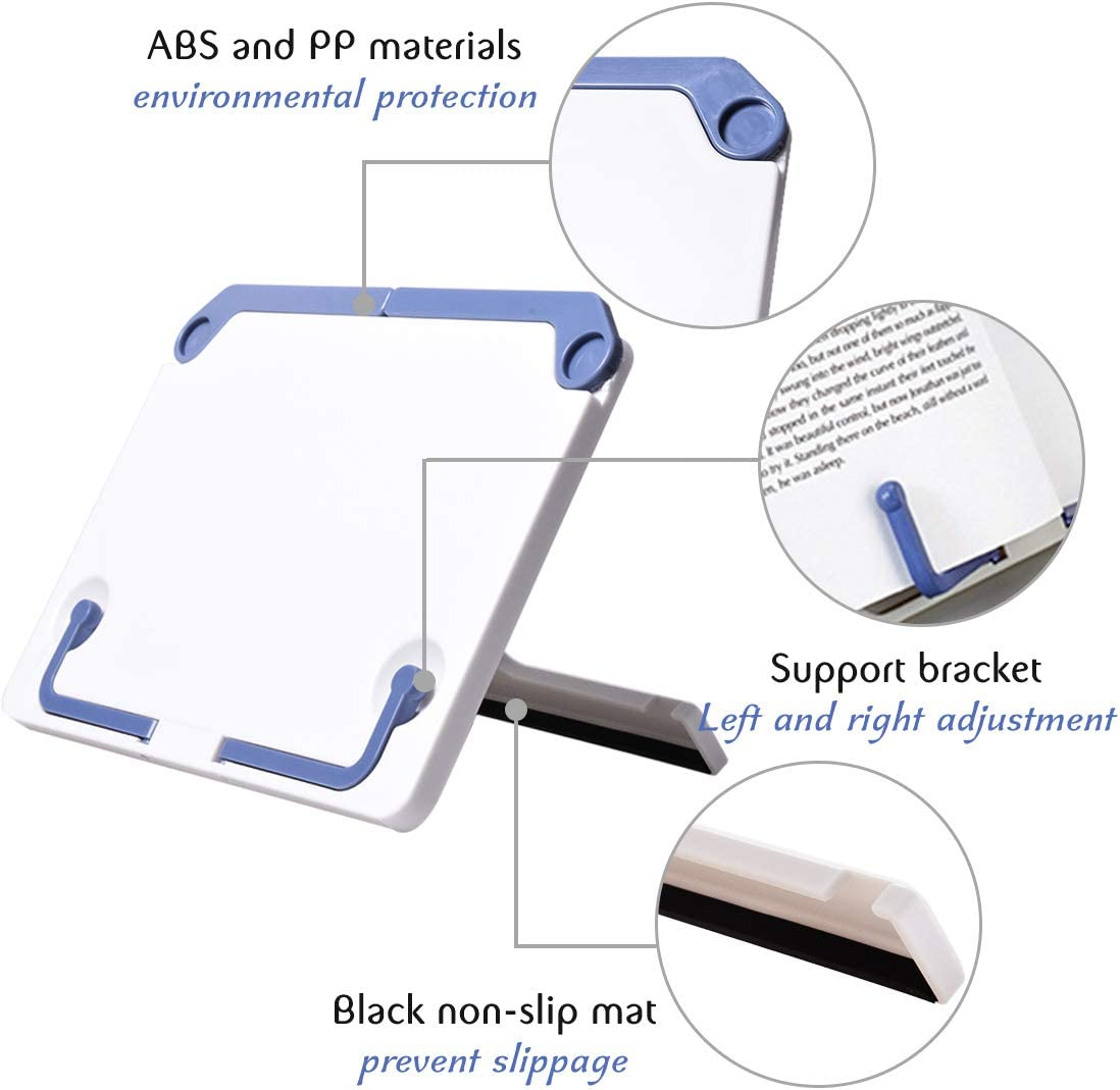 SAYEEC Desktop Book Holder Reading Stand Adjustable Book Rest Plastic Fodable Music Rack Portable Cookbook Holder Desk Bookstand for Reading Children Office Home image number 1