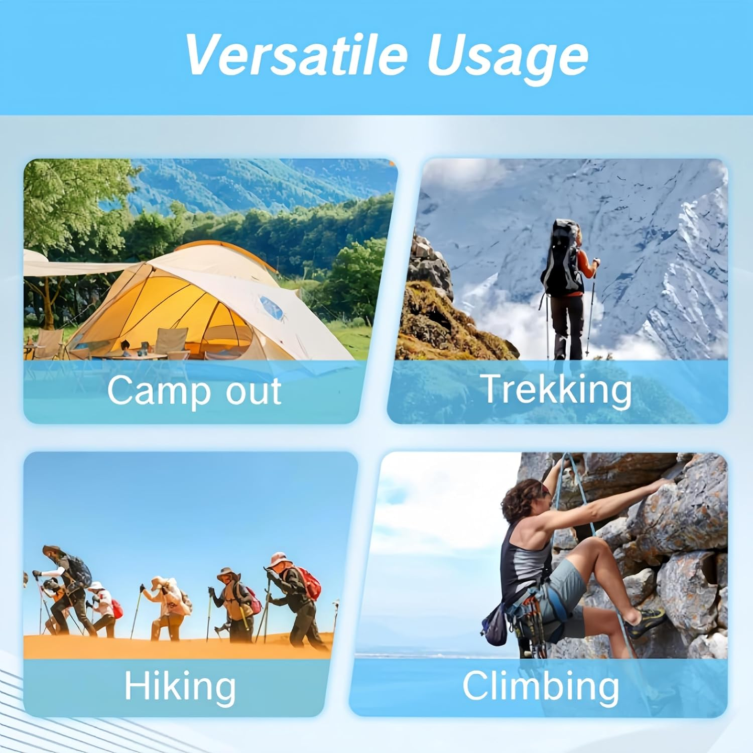 10 Pcs Backpack Hiking Stick Holder Straps, Elastic Rope with Buckle, Ideal for Camping, Hiking, Hunting, Trekking, Climbing, Mountaineering, Fishing