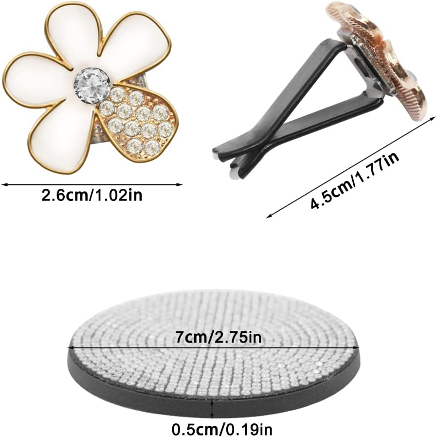 Sourceton 10 Pcs Sparkling Car Decoration Flower Set, Cute Set for Car Decoration, Glitter Coaster and Multicolor Flowers Air Outlet Petals (White, Pink, Glitter, Black) image number 5