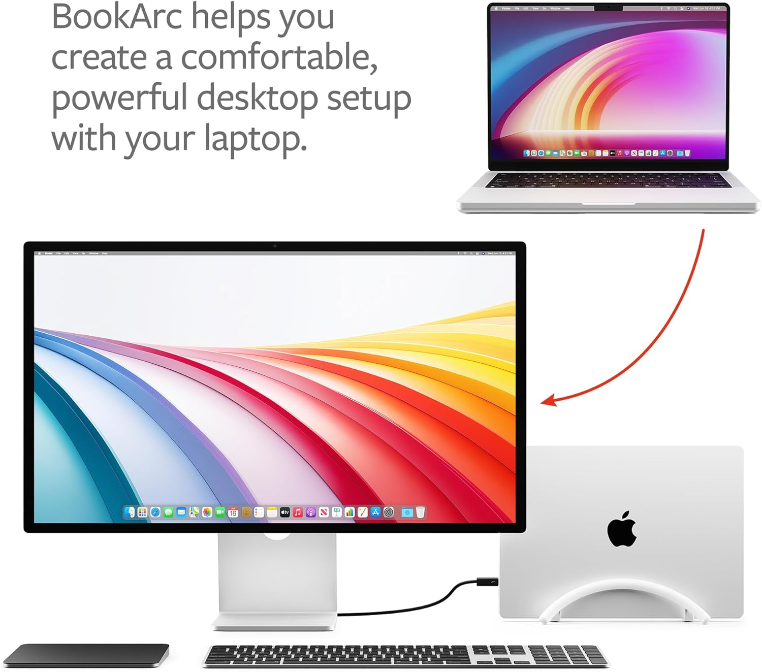 Twelve South Bookarc Flex | Space-Saving Vertical Stand to Organize Work & Home Office for Apple Macbooks/Laptops, Black image number 6