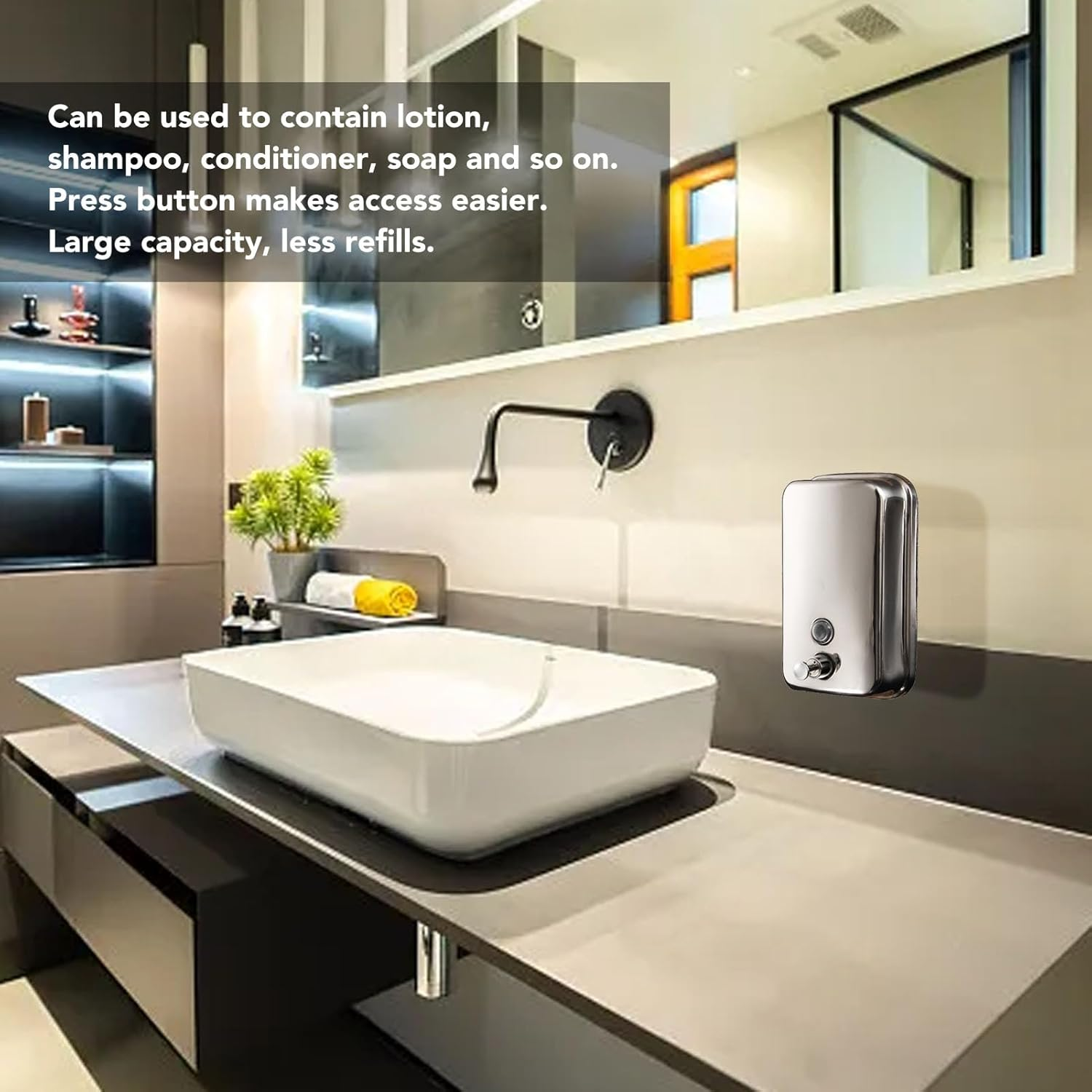 Commercial Soap Dispenser, 17Oz / 500Ml Wall Mounted Hand Soap Dispenser Stainless Steel Manual Liquid Pump Soap Dispenser for Bathroom Kitchen Hotel image number 1