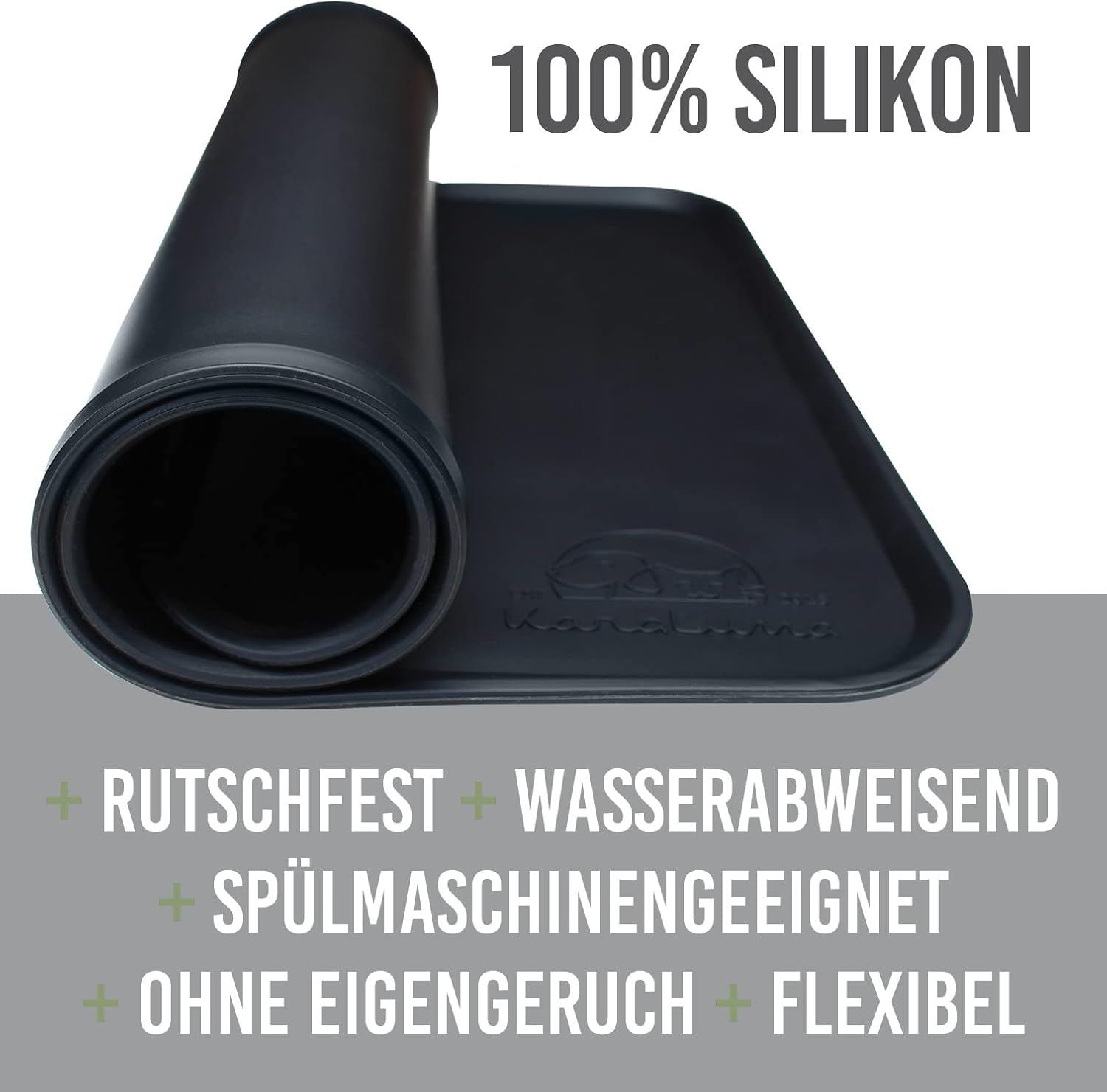 Karaluna&copy; Basic Silicone Mat 48 X 30 Cm, Black, Non-Slip Bowl Mat for Dog Bowl, Cat Bowl, Feeding Mat, Dogs, Cats Mat image number 4