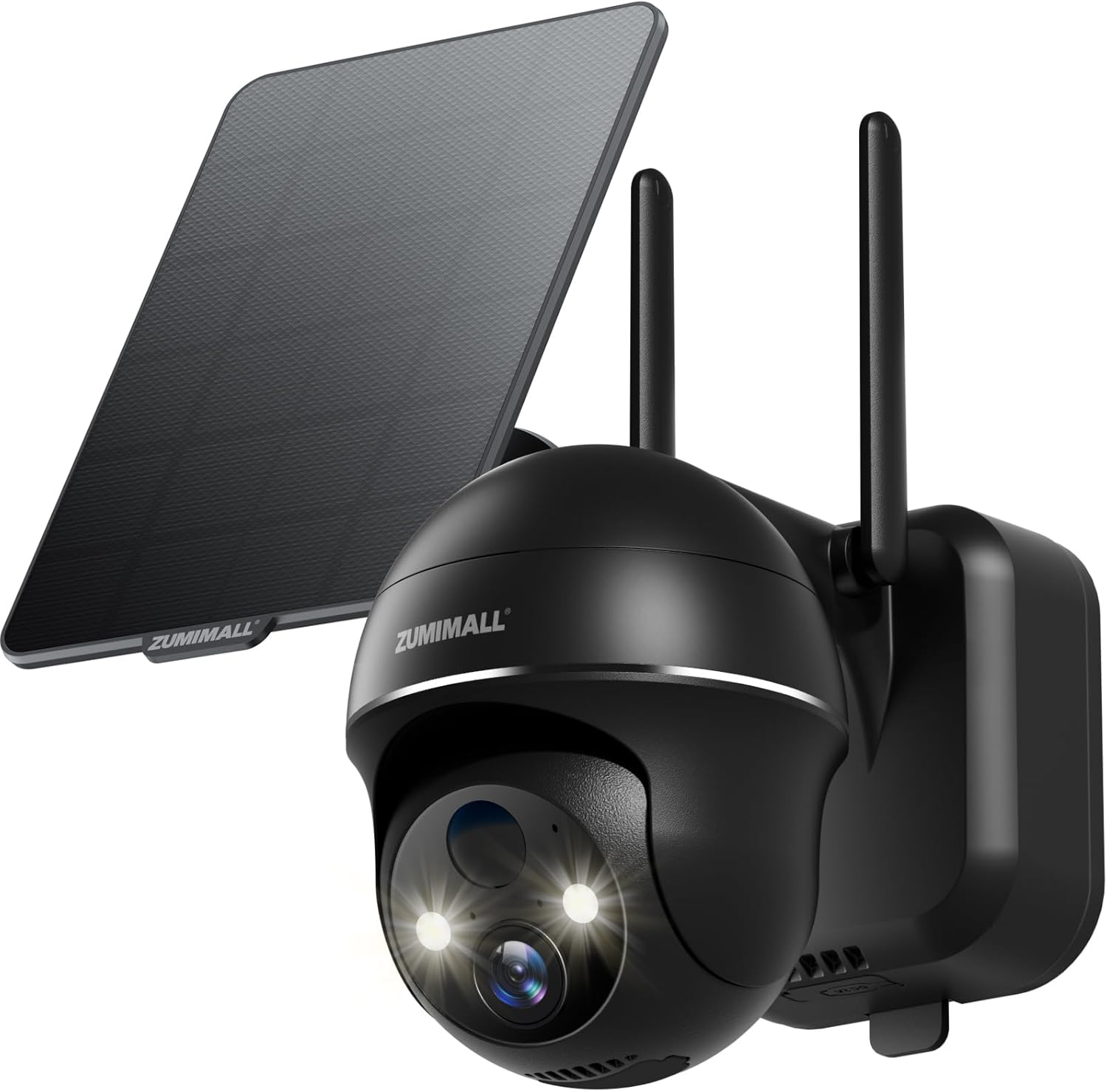 ZUMIMALL Solar Security Cameras Wireless Outdoor, 360&deg; View Outdoor Camera Wireless Solar,2.4G Wifi，2K/3Mp Color Night Vision,2-Way Talk, PIR Motion Alert, Cloud Storage, Alexa(Black)