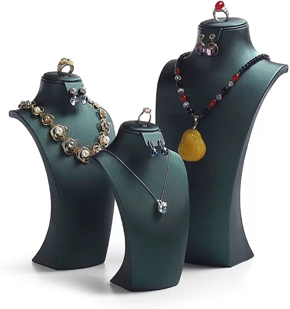 Jewelry Stand Jewelry Bust Display Necklace Bust Stand Holder Chain Storage Display Mannequin Bust Home Organisation Jewelry Organizer Girls Women Jewelry Holder Jewelry Display (Color : Green, Size image number 4