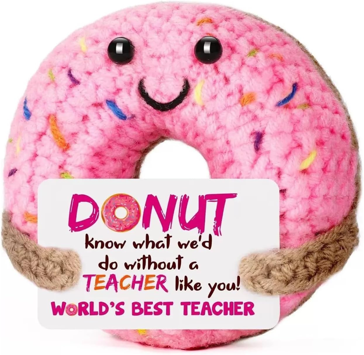 Fayrvind Emotional Support Positive Funny Handmade Crochet Donut Unique Cute Desk Accessories Birthday Gifts for Women Thank You Gift