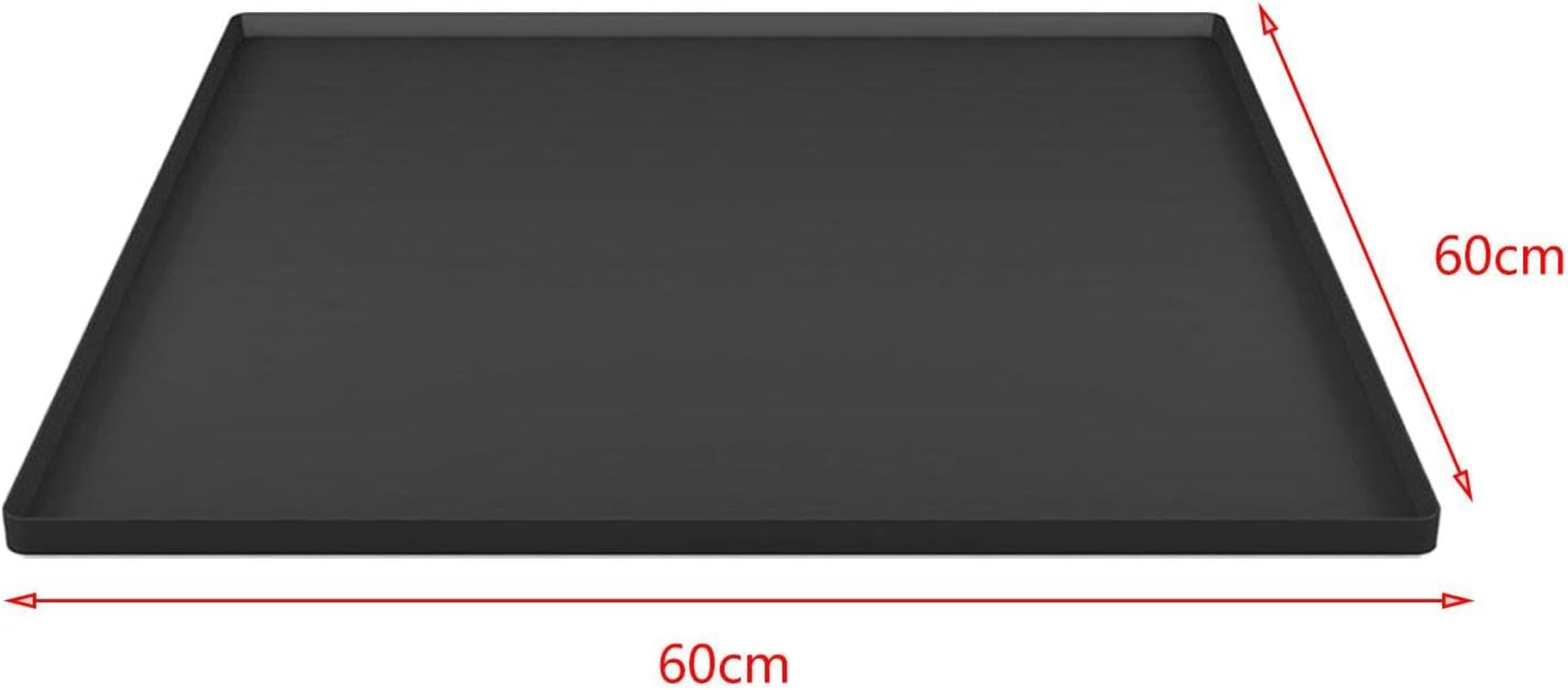 Perfk Silicone Fridge Floor Mat Large Drip Tray 60Cmx60Cm Spill Prevent Mini Fridge Drip Pan High Raised Edge for Indoor Gardening, Black image number 4