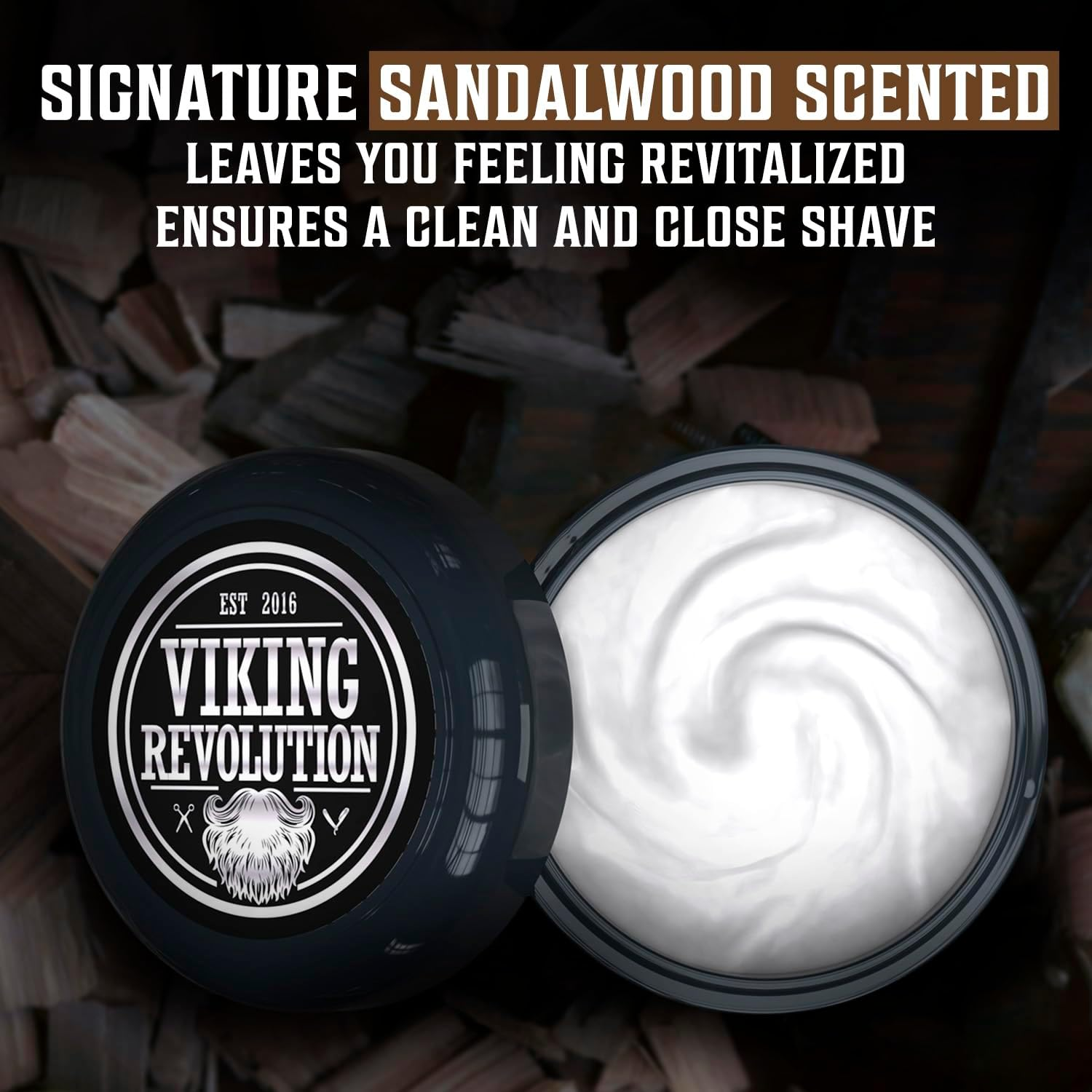 Viking Revolution Luxury Shaving Cream for Men- Sandalwood Scent - Soft, Smooth & Silky Shaving Soap - Rich Lather for the Smoothest Shave - 5.3Oz image number 4
