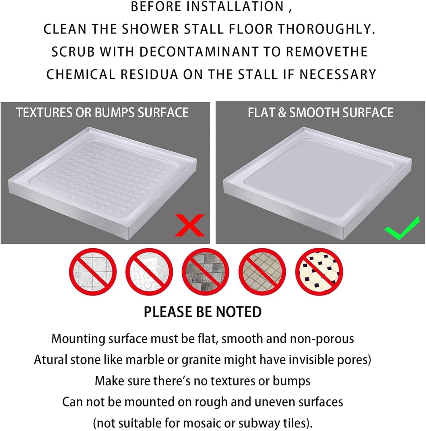 Square Non Slip Bath Mat, 48 X 48Cm, Shower Mat Non Slip anti Mould with Suction Cup, Rubber Bathroom Mat with Drain Holes, Machine Washable Bath Rugs for Shower Cubicle and Bathtub(White) image number 2
