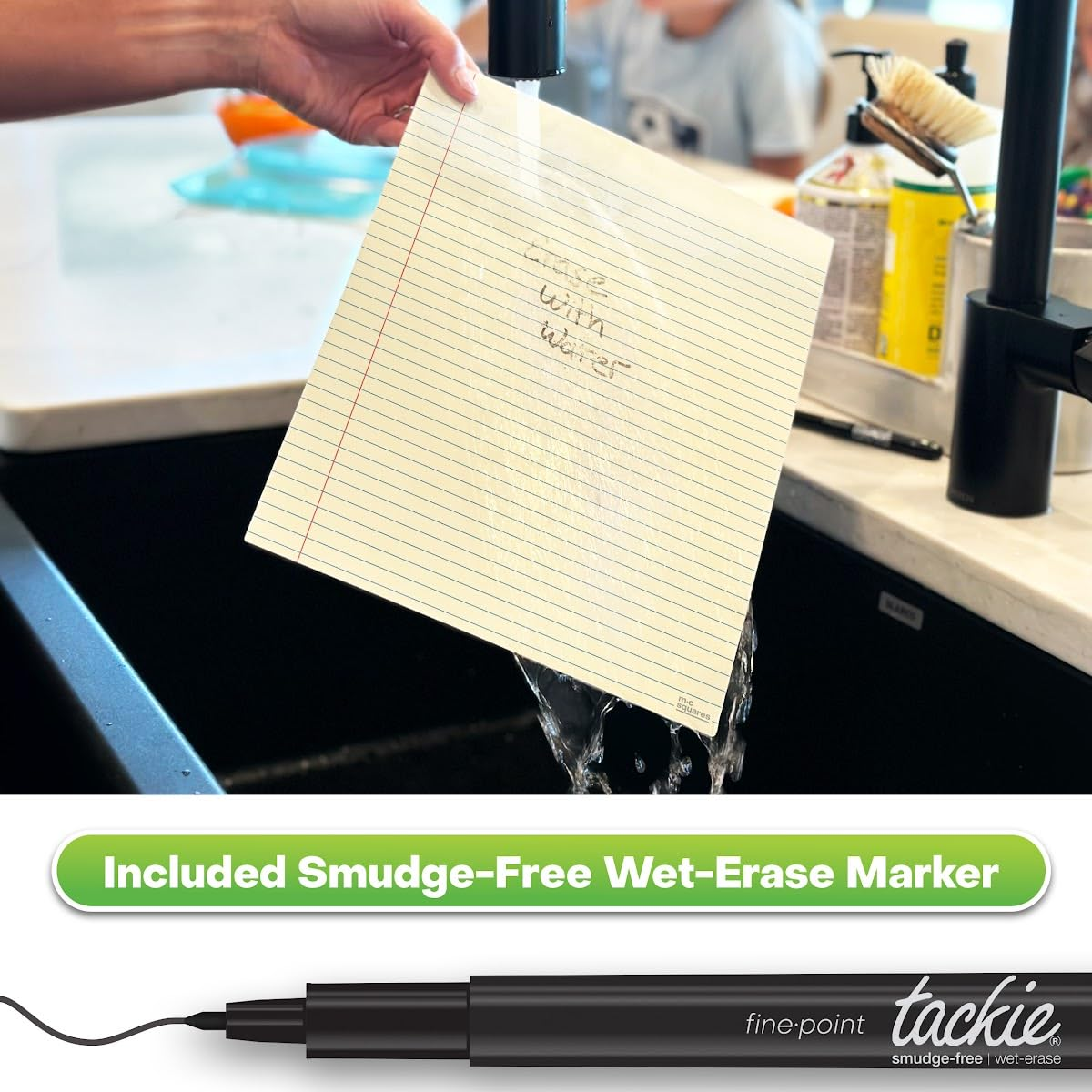 M.C. Squares Reusable Letter Legal Pads | 9X11 2-Pack | Lined Canary Yellow Dry Erase Notebook Front, White Board Back for Office, Home, School | Included Wet-Erase Tackie Marker | USA Made